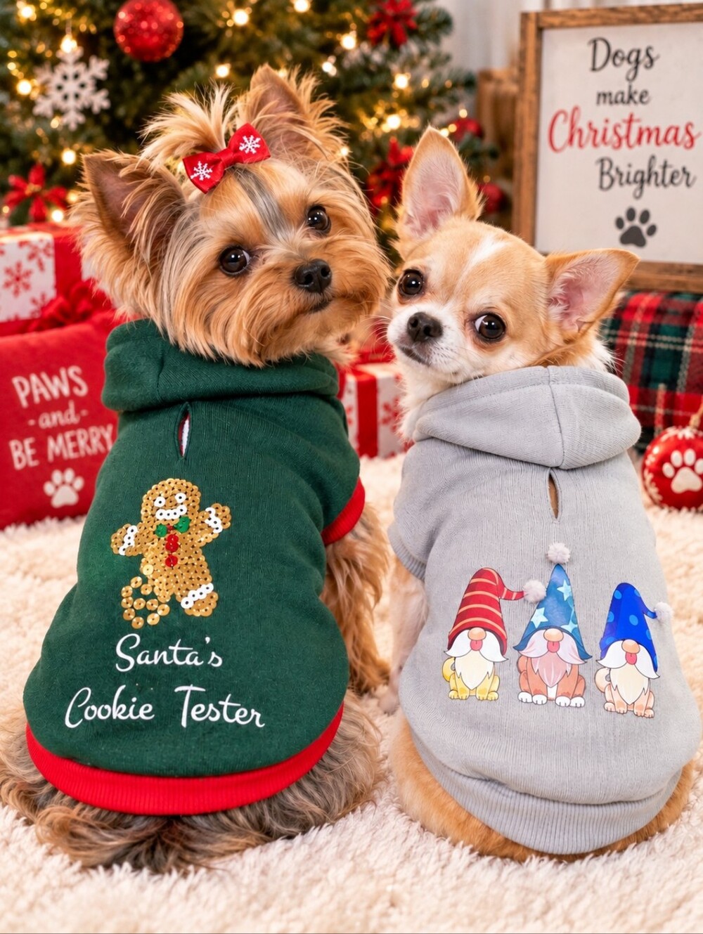 Heart To Tail XS Christmas Dog Sweaters Gnome Gingerbread Holiday Hoodie Lot 2